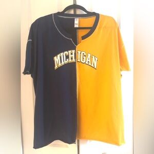 University of Michigan Women’s Split T-Shirt in Blue and Yellow